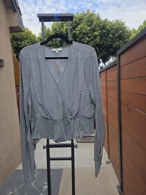 Madewell Light Gray Wrap Blouse (14) NWT